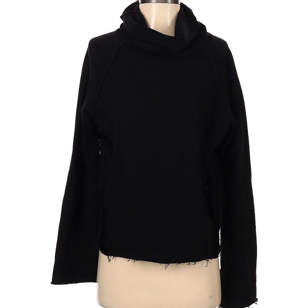 Alala Black Raw Hem Cowl Neck Sweatshirt Size L